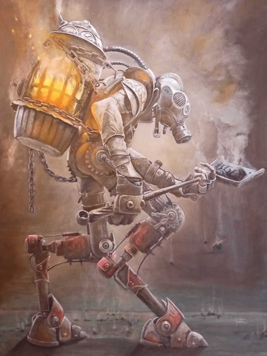 Coal Steampunk Miner Robot