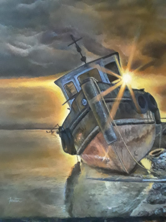 Moored Fishing Boat Painting