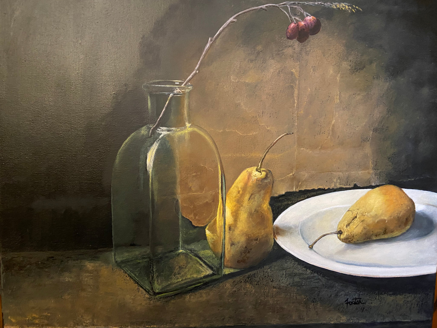 Hyper Realistic Pear Oil Painting